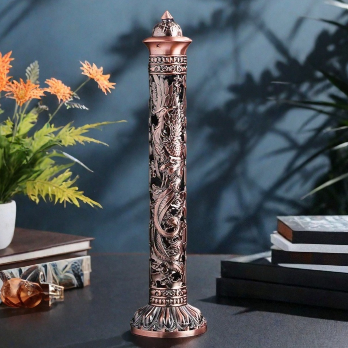 Office Furniture Removal - Porte-encens Vertical Vintage, pilier Dragon et