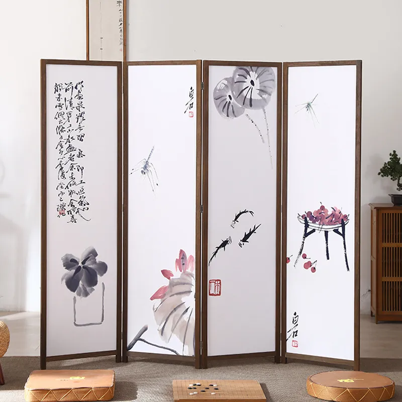 Office Furniture Manufacturers - Paravent en Paulownia avec peinture sur